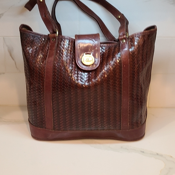 Brahmin Handbags - Brahmin Vintage Dark Brown Leather Tote